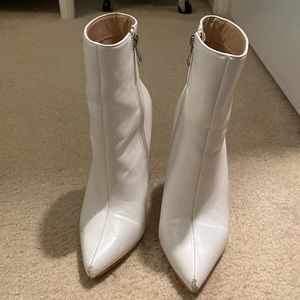 White heeled booties